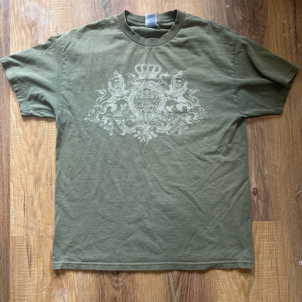 Affliction Green Short Sleeve Tee with Ornate Graphic